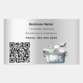 Schoonmaakservice zilveren QR-code Rechthoekige Sticker (Voorkant)