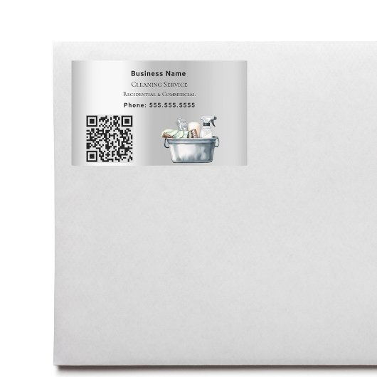 Schoonmaakservice zilveren QR-code Rechthoekige Sticker