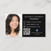 Schoonmaakservice zwart glitter QR foto premium Visitekaartje (Achterkant)