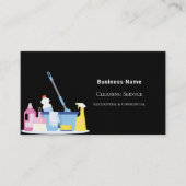 Schoonmaakservice zwart QR code foto premium Visitekaartje (Voorkant)