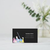 Schoonmaakservice zwart QR code foto premium Visitekaartje (Staand voorkant)