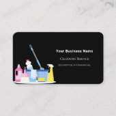 Schoonmaakservice zwarte QR code foto Visitekaartje (Voorkant)