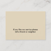 Schoonmaakserviceknop Visitekaartje (Achterkant)