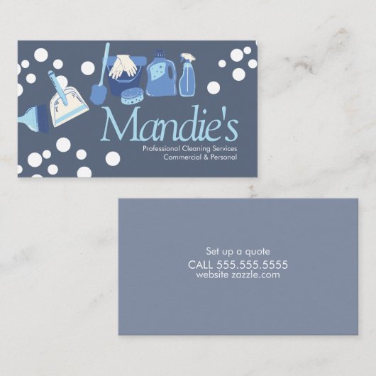 Schoonmaakservices Bubbles Blue Visitekaartje (Voorkant / Achterkant)