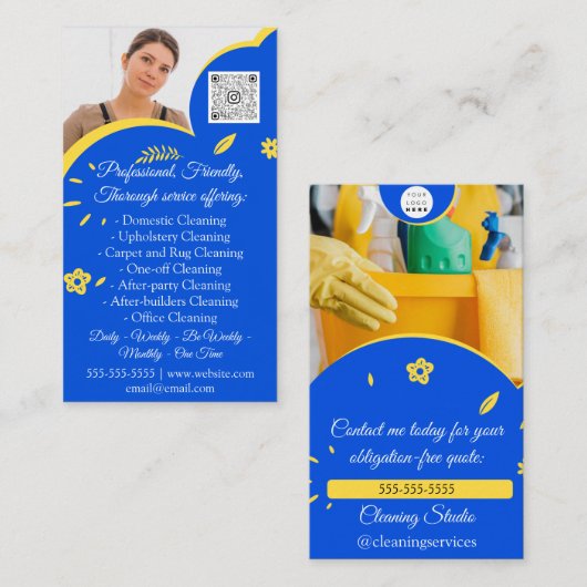 Schoonmaakservices House QRCode Logo Foto bewaren Visitekaartje (Voorkant / Achterkant)