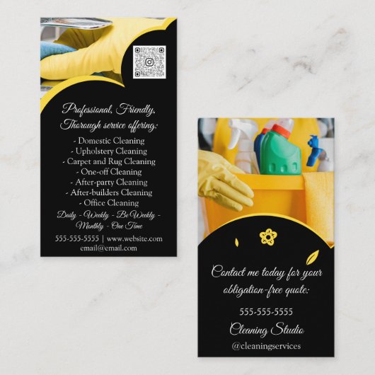 Schoonmaakservices House QRCode PhotoCustom Visitekaartje (Voorkant / Achterkant)