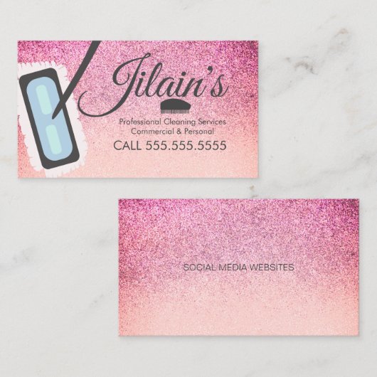 Schoonmaakservices Mop Bubbles Glitter Visitekaartje (Voorkant / Achterkant)