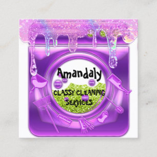 Schoonmaakservices QRCode Laundy Drift Paarse zeep Vierkante Visitekaartje