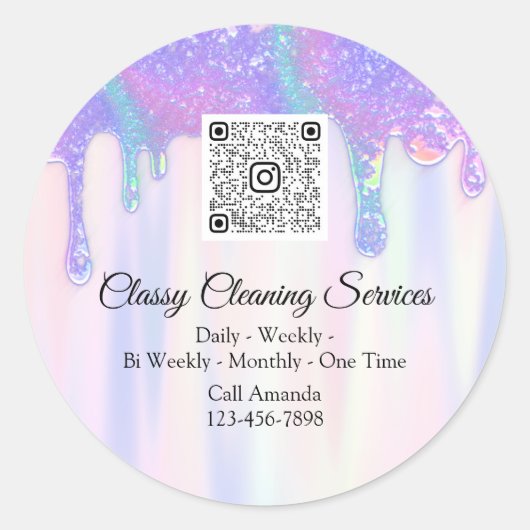 Schoonmaakservices voor mobiele poorthouder QRCode Ronde Sticker (Voorkant)