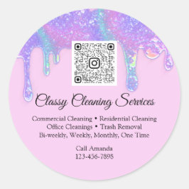 Schoonmaakservices voor mobiele poorthouder QRCode Ronde Sticker