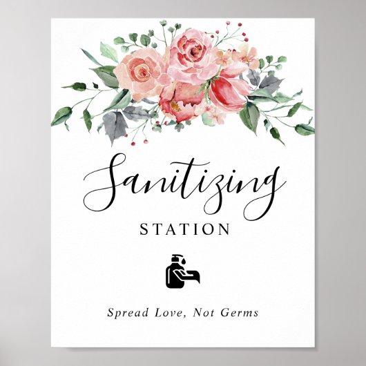 Schoonmaakstation Blush Pink Floral Weddenschap Poster (Voorkant)