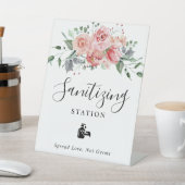 Schoonmaakstation Blush Pink Floral Weddenschap Reclamebord Met Voetstuk (Insitu)