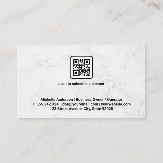 Schoonmaakster | Blanke Wasbak | QR Code Afspraak Visitekaartje (Achterkant)