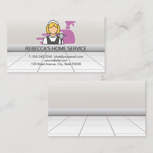 Schoonmaakster en schoonmaak Spray Icons Visitekaartje (Voorkant / Achterkant)
