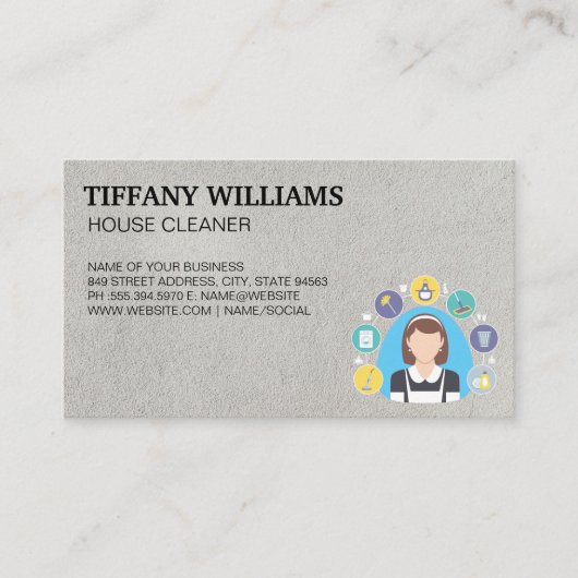 Schoonmaakster en schoonmaakdiensten | schoonmaken visitekaartje (Voorkant)