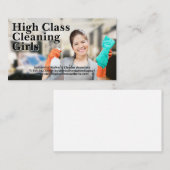 Schoonmaakster glimlachend  visitekaartje (Voorkant / Achterkant)