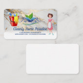 Schoonmaakster Huis Logo en Schoonmaakmiddelen Visitekaartje (Voorkant / Achterkant)