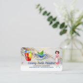 Schoonmaakster Huis Logo en Schoonmaakmiddelen Visitekaartje (Staand voorkant)