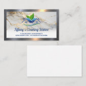 Schoonmaakster Huis Logo | Metaalgrens Visitekaartje (Voorkant / Achterkant)