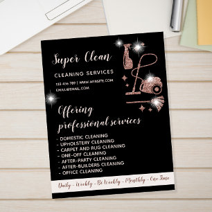 Schoonmaakster Huis Schoonmaken Glanzend Roze Goud Flyer