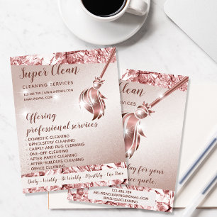 Schoonmaakster Huis Schoonmaken Glanzend Roze Goud Flyer