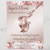 Schoonmaakster Huis Schoonmaken Glanzend Roze Goud Flyer (Achterkant)