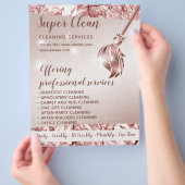 Schoonmaakster Huis Schoonmaken Glanzend Roze Goud Flyer (Hand)