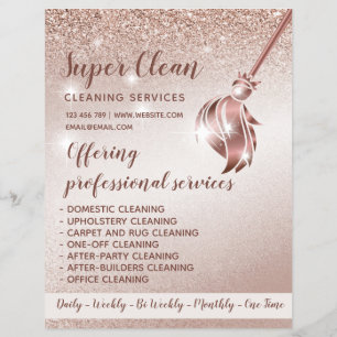 Schoonmaakster Huis Schoonmaken Glanzend Roze Goud Flyer