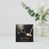 Schoonmaakster Huis Sparkling Druppelend Goud Vierkante Visitekaartje (Staand voorkant)