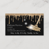 Schoonmaakster Huis Sparkling Druppelend Goud Visitekaartje (Achterkant)