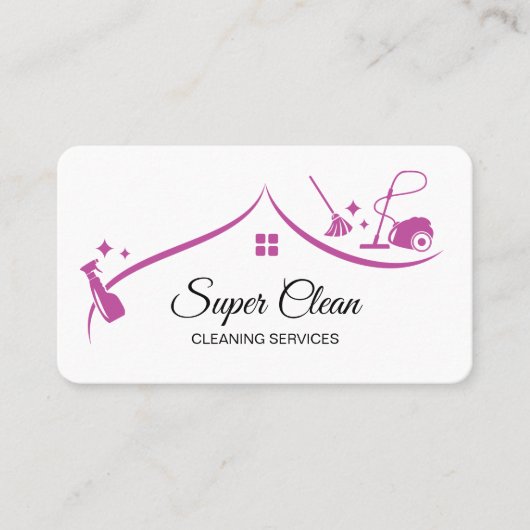 Schoonmaakster Huis Sparkling Fuchsia Visitekaartje (Voorkant)