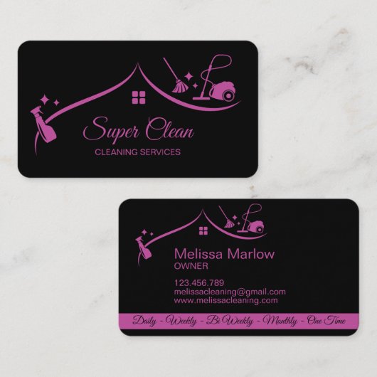 Schoonmaakster Huis Sparkling Fuchsia Visitekaartje (Voorkant / Achterkant)