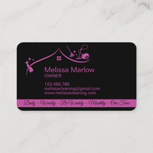 Schoonmaakster Huis Sparkling Fuchsia Visitekaartje (Achterkant)