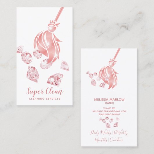 Schoonmaakster Huis Sparkling Gouden Diamanten Visitekaartje (Voorkant / Achterkant)