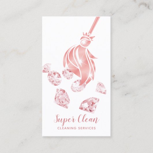 Schoonmaakster Huis Sparkling Gouden Diamanten Visitekaartje (Voorkant)