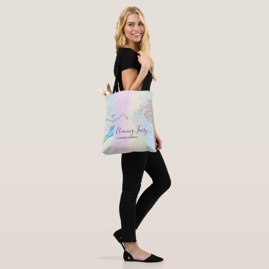 Schoonmaakster Huis Sparkling Holograph Fairy Mok Tote Bag (Op model)