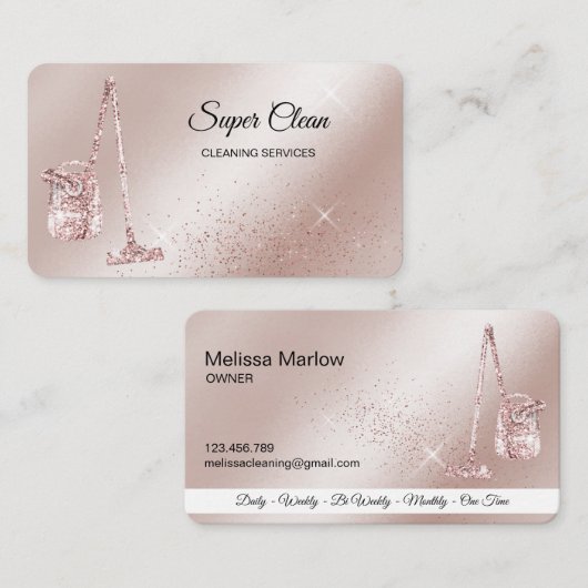Schoonmaakster Huis Sparkling roos goud vacuüm Visitekaartje (Voorkant / Achterkant)