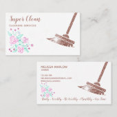 Schoonmaakster Huis Sparkling Roos Gouden Bloemen Visitekaartje (Voorkant / Achterkant)