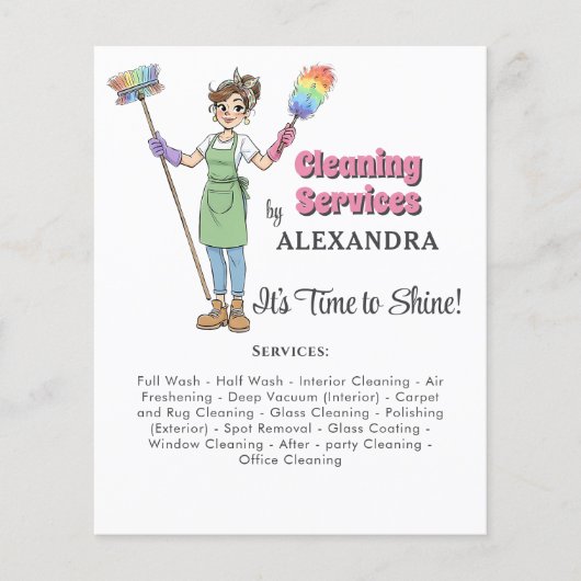 Schoonmaakster Huishoudelijke Schoonmaakservice Flyer (Voorkant)