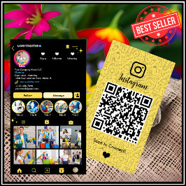 Schoonmaakster Instagram Geel Housekeeping QR Visitekaartje