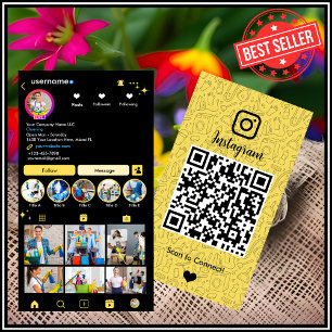 Schoonmaakster Instagram Geel Housekeeping QR Visitekaartje