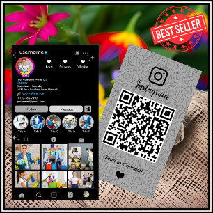 Schoonmaakster Instagram Grijs Huishoudelijke QR-c Visitekaartje