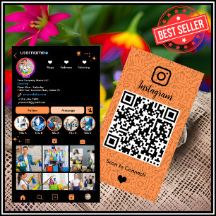 Schoonmaakster Instagram Oranje Huishouding QR Visitekaartje