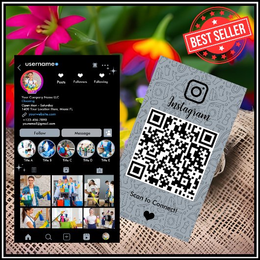 Schoonmaakster Instagram Stoffig Blauw Housekeepin Visitekaartje