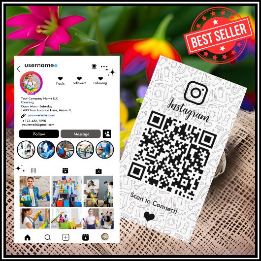 Schoonmaakster Instagram | Witte QR Code Huishouds Visitekaartje
