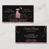 Schoonmaakster Janitoriaal sprankelend roze Zwart Visitekaartje (Voorkant / Achterkant)