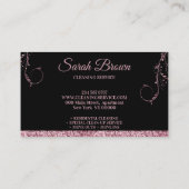 Schoonmaakster Janitoriaal sprankelend roze Zwart Visitekaartje (Achterkant)