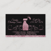 Schoonmaakster Janitoriaal sprankelend roze Zwart Visitekaartje (Voorkant)