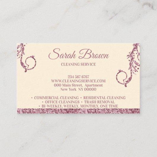 Schoonmaakster Janitorial sparkle Huishouden ivoor Klantenkaartje (Achterkant)