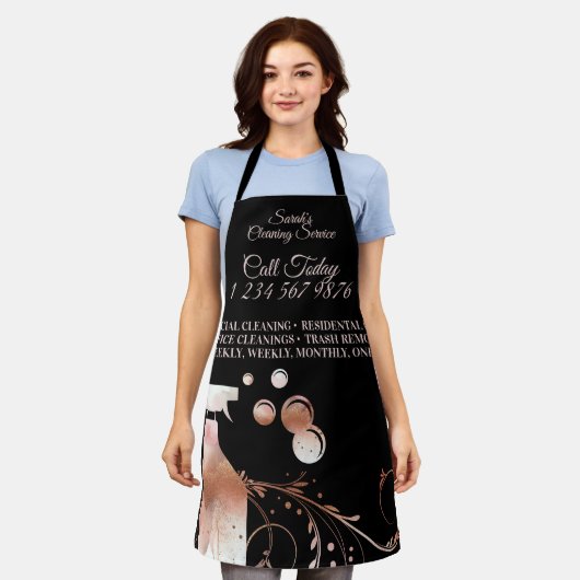 Schoonmaakster Janitorial sparkle spray rosegold Schort (Gedragen)